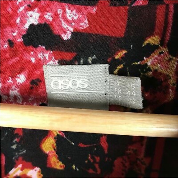 ASOS Red/Black Smock Dress Size 16 UK - Picture 2 of 10